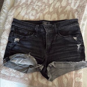 Abercrombie & Fitch Black Jean Shorts Distressed Style